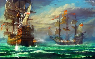 naval battle Oil Paintings